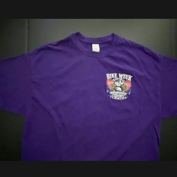 Daytona Beach Florida Bike Week 2018 77th Annual Purple T Shirt Men's XL purple - Picture 3 of 4